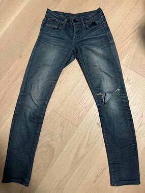 G-Star Dark Blue Distressed Slim Jeans